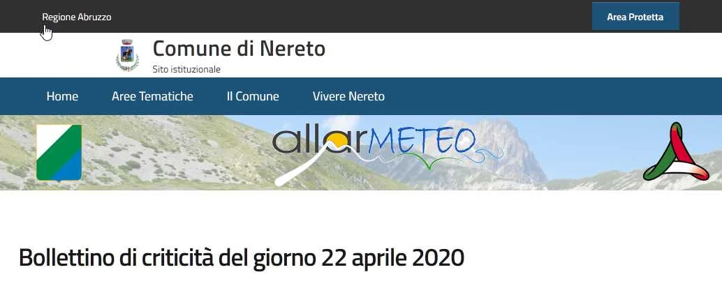Applicativo allarme meteo sul sito web di Nereto