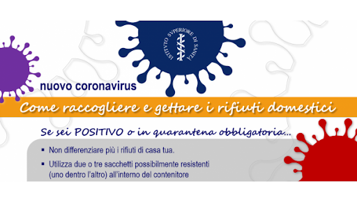 Coronavirus: ISS raccolta differenziata dei rifiuti di pazienti positivi e in quarantena obbligatoria